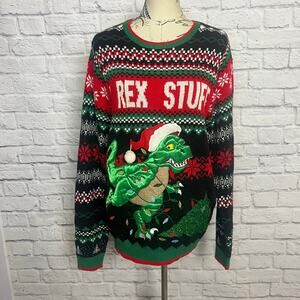 Holiday Time Dinosaur Ugly Christmas Sweater Women Size Medium